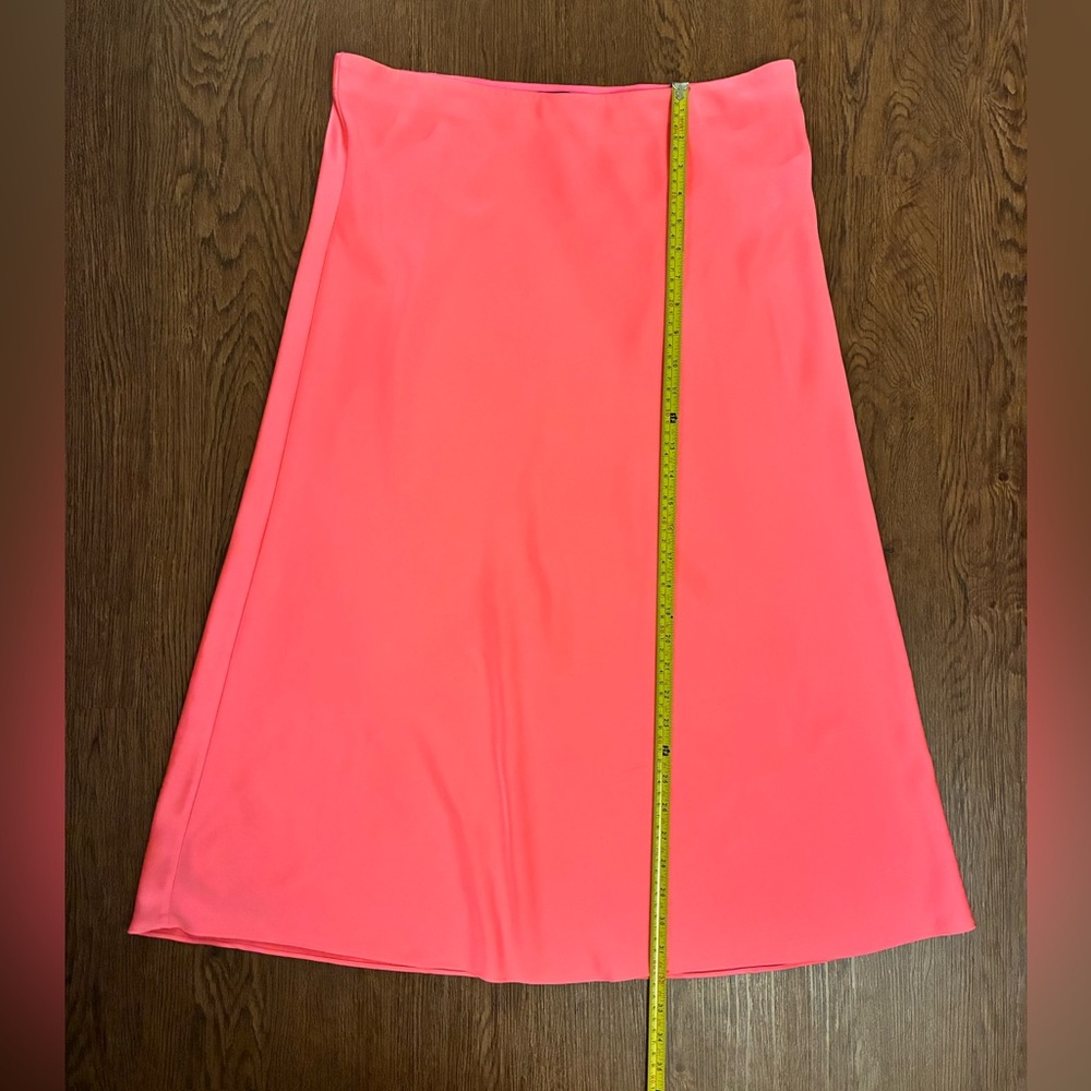 J. Crew Gwyneth Slip Skirt Midi Length Florescent Neon Pink - Size L - Picture 5 of 6